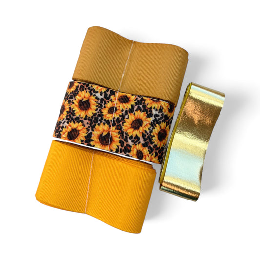 Set Cheetah Sunflowers Ribbon 10 yards 3.8cm Ribbon