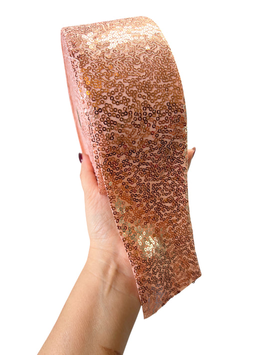 7.5cm Rose Gold Sequin Ribbon  1 Yard
