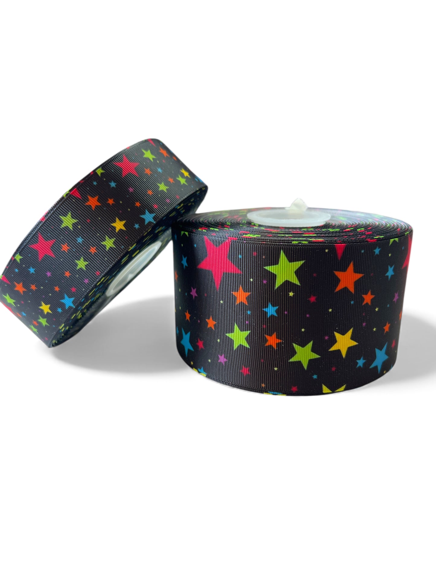 Neon Stars Black Background 1 yard