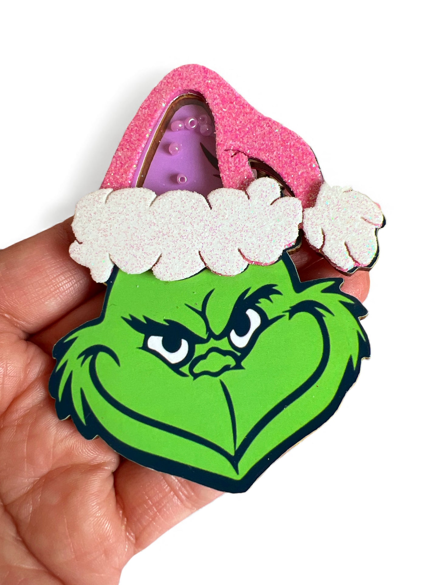 1-Jumbo Shaker Pink Santa Hat Grinch  8.5cm