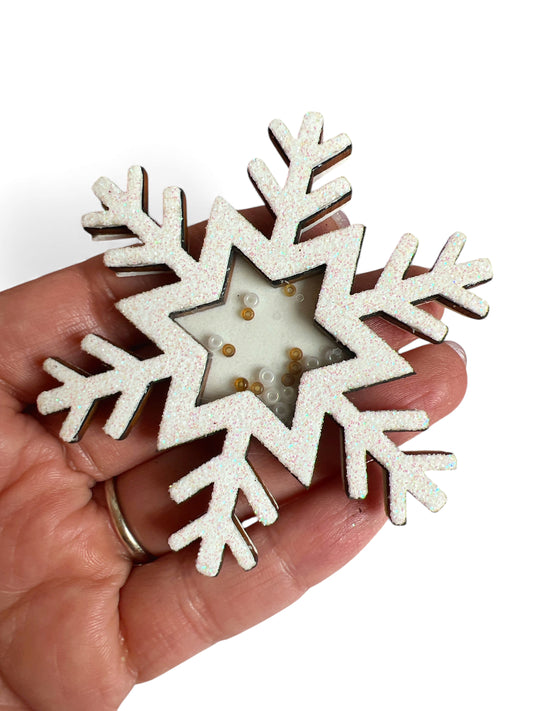 1-Jumbo Shaker White Snowflake 7cm