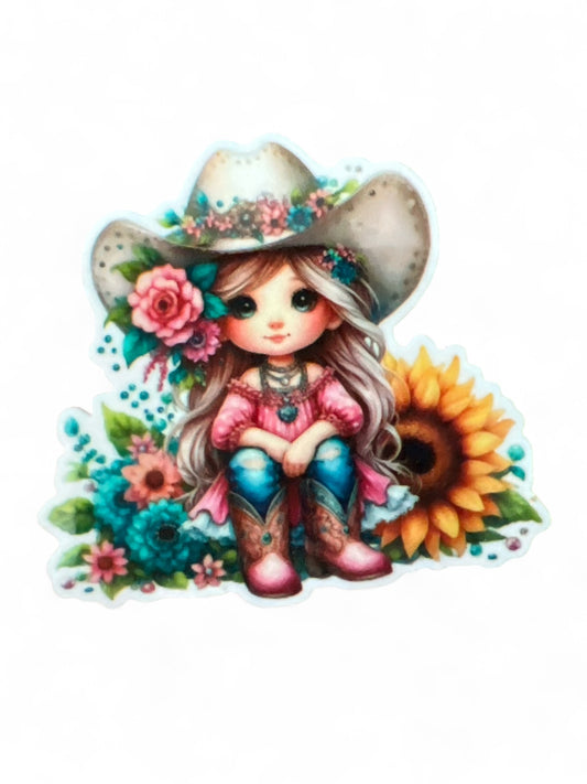 Resina plana de 5 cm con diseño de girasol y rosa vaquera