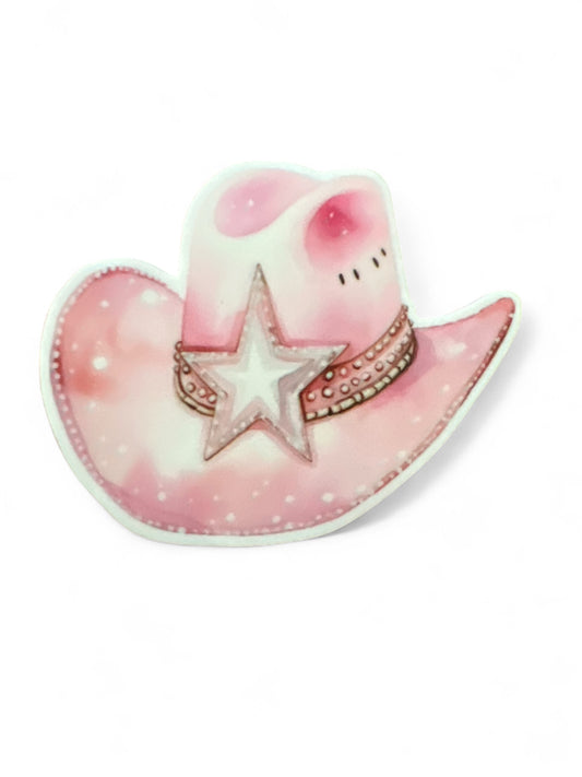 Sombrero de vaquero rosa de resina plana de 5 cm
