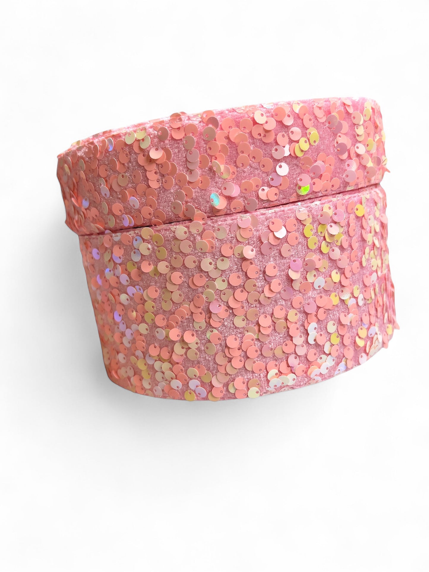 Lentejuelas Pink Sparkles sobre cinta de terciopelo 1 yarda Lentejuela despeinada 1 yarda