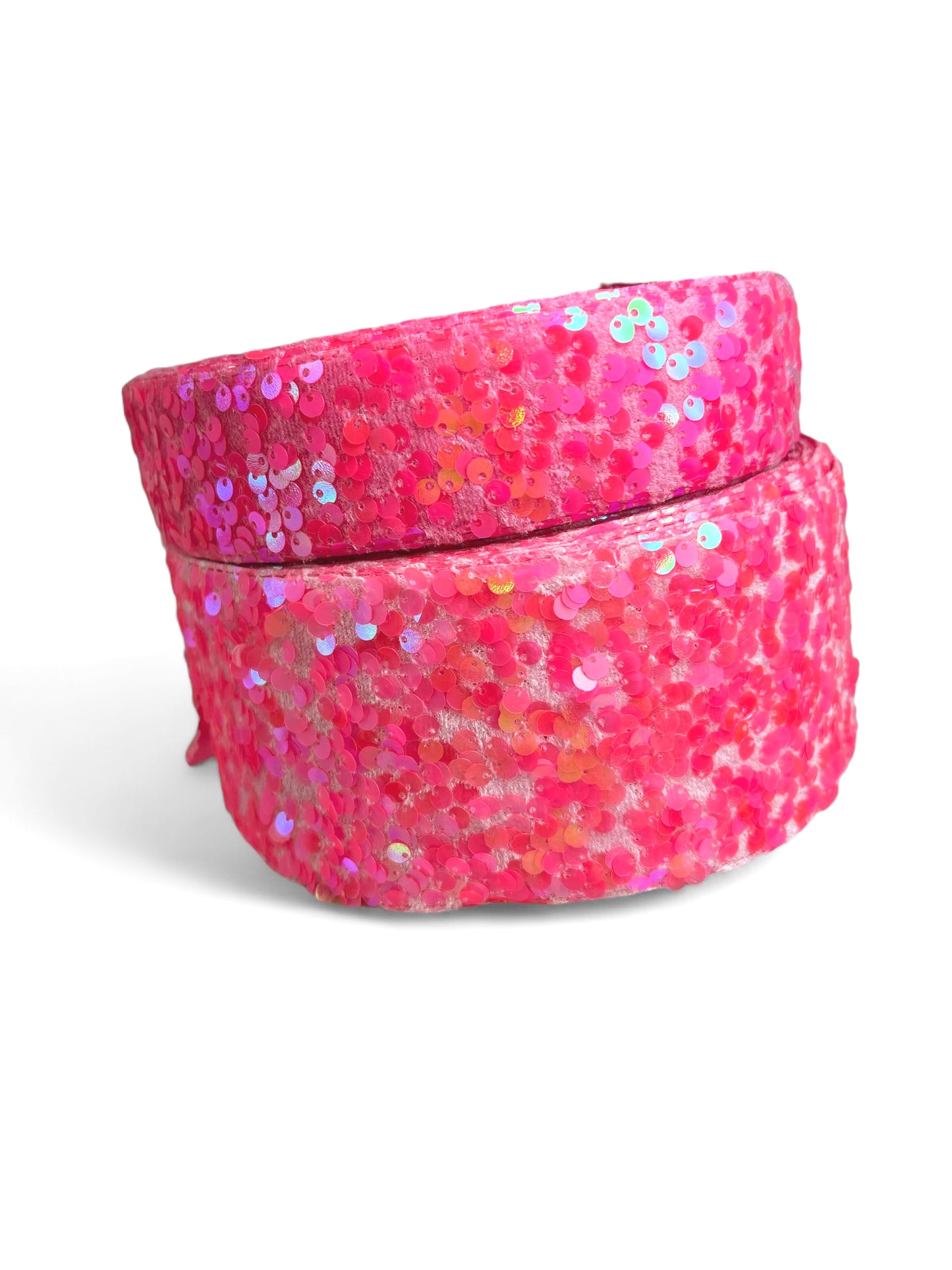 Lentejuela rosa caliente en cinta de terciopelo 1 yarda Lentejuela despeinada 1 yardadw