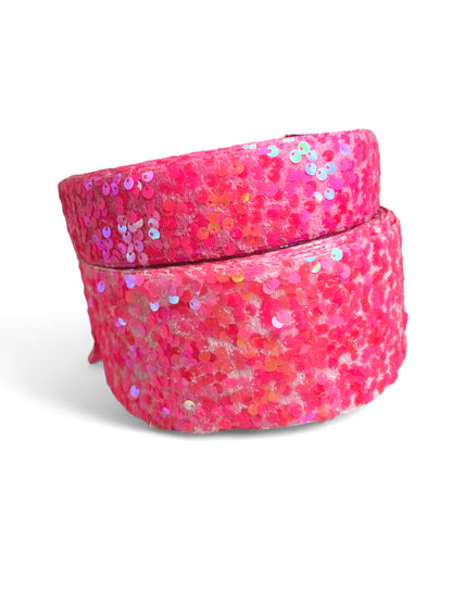 Lentejuela rosa caliente en cinta de terciopelo 1 yarda Lentejuela despeinada 1 yardadw