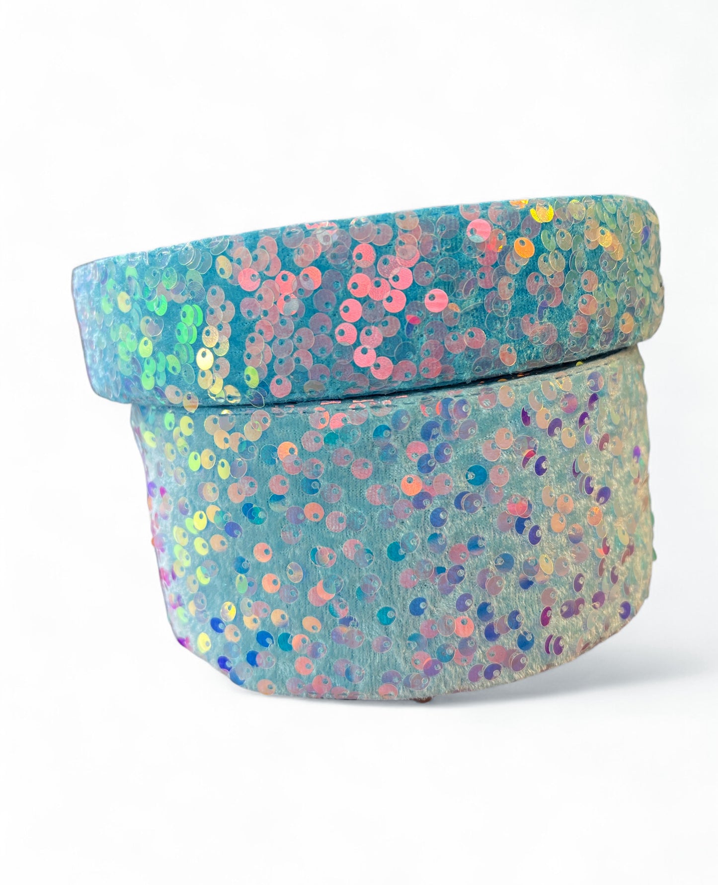 Baby Blue  Sequin on velvet ribbon 1 yard Lentejuela despeinada 1 yardadw