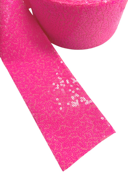 Barbie Pink Sequin Ribbon  7.5 cm 1 Yard