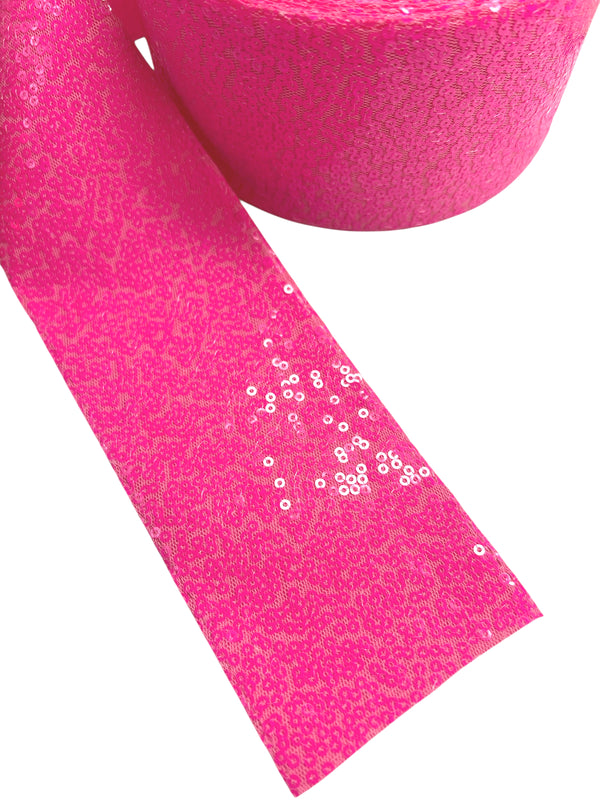 Cinta de lentejuelas rosa Barbie de 7,5 cm y 1 yarda