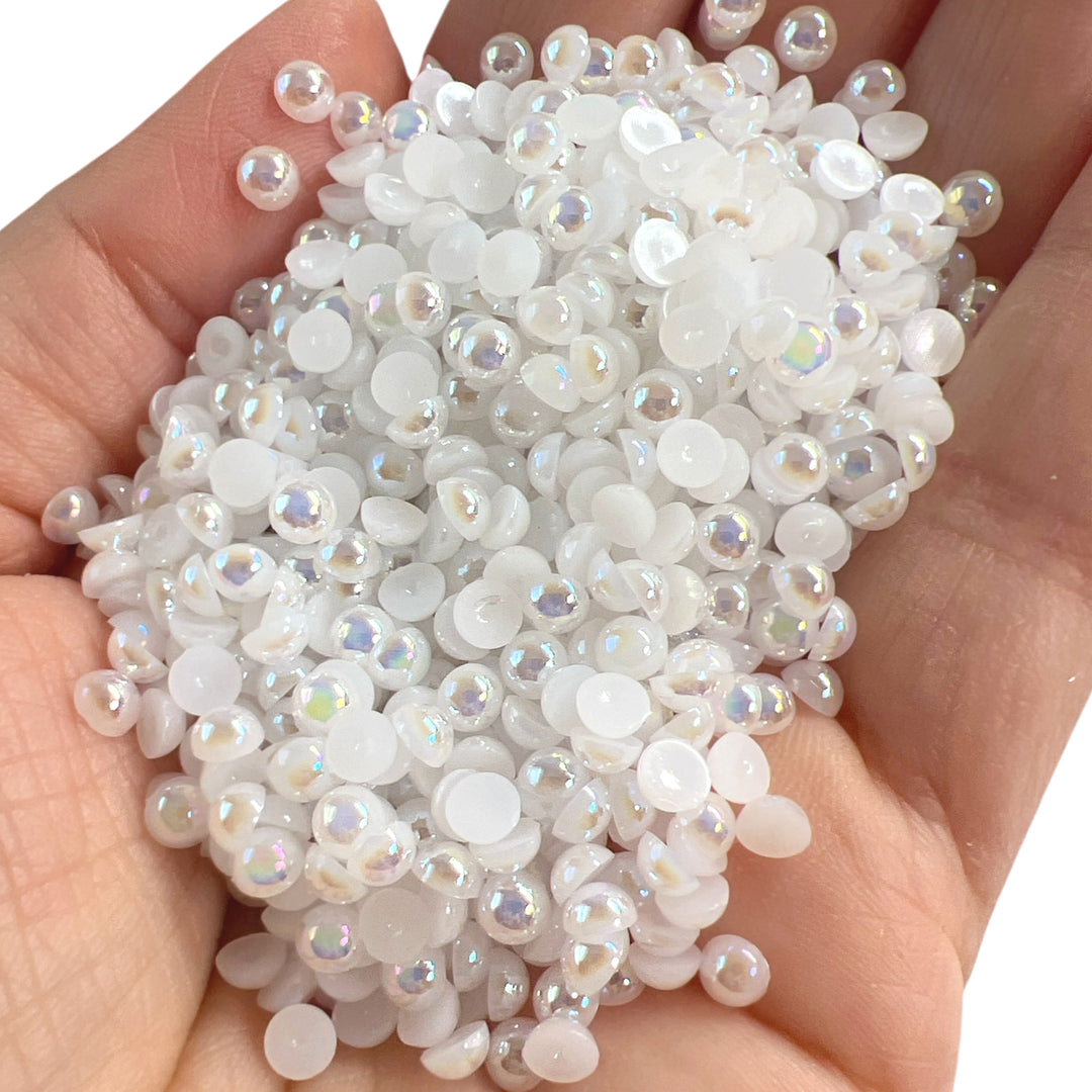 White  Flat Acrylic Pearl 1200pcs