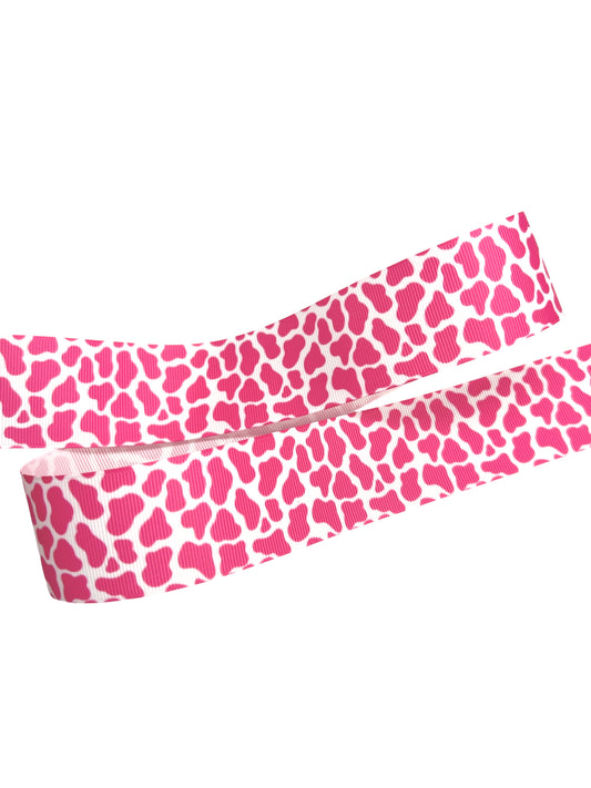 Cinta con estampado animal rosa de 3,8 cm y 1 yarda