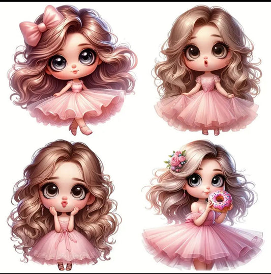 Pink Tutu Donut Girl Transfer Sheet