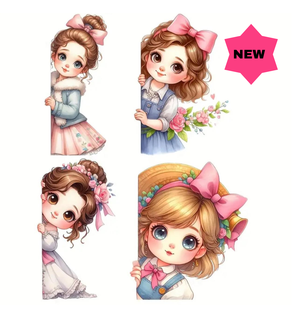 Vintage Peek a Boo Style 2 Transfer Sheet