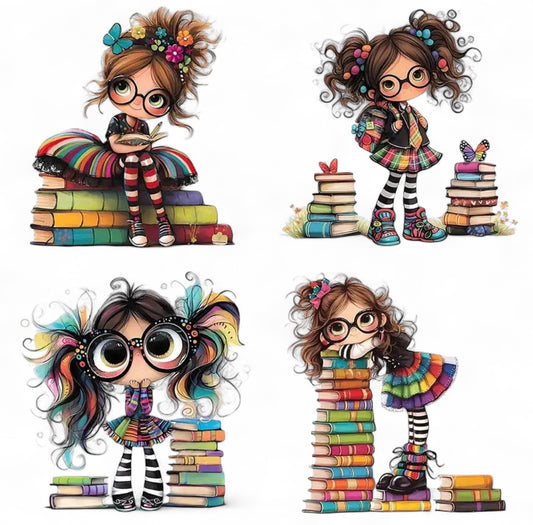 Hoja de transferencia de Book Worm Girl