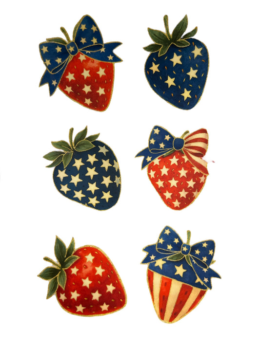 Hoja de transferencia de fresas patrióticas