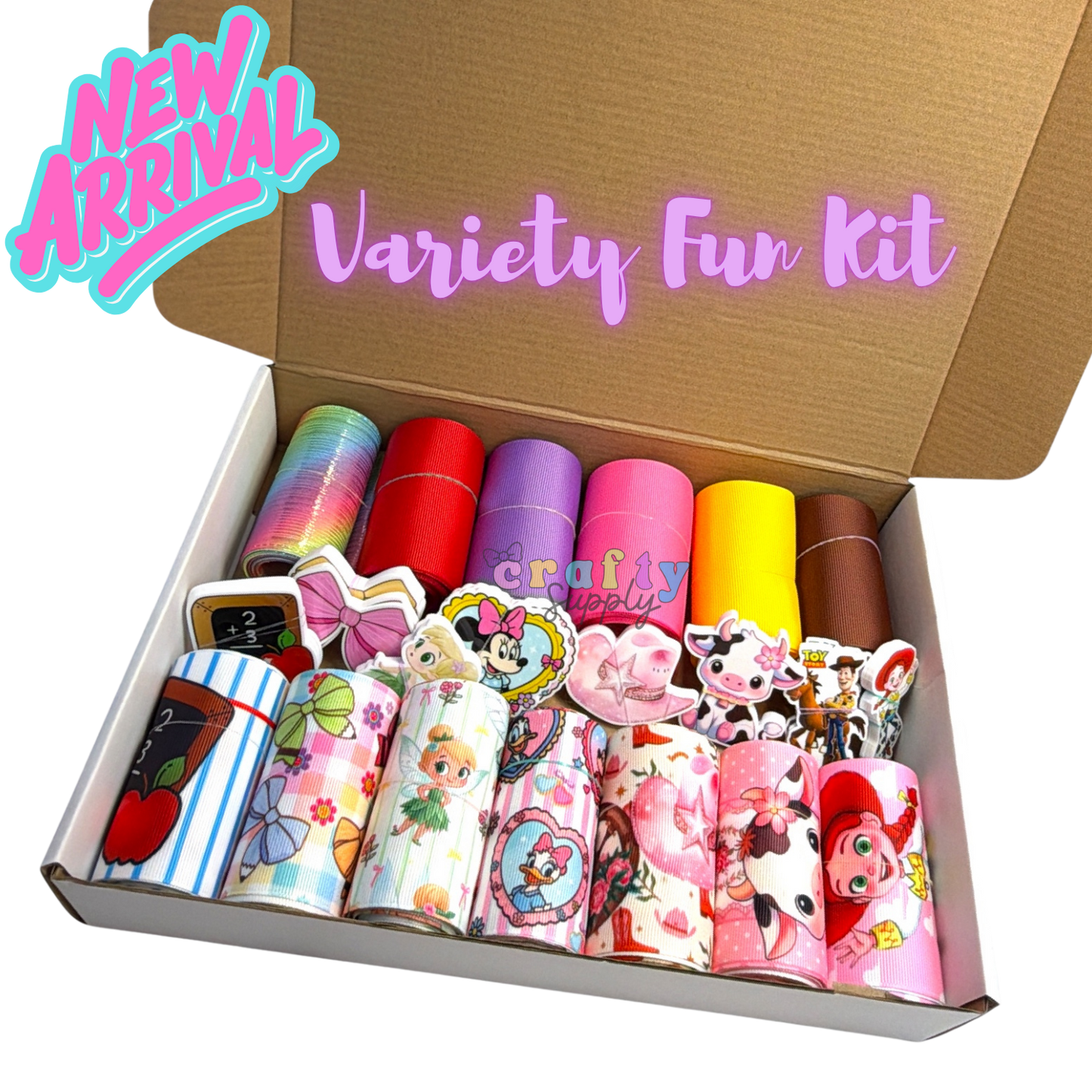 7.5cm/3inch Ribbon Kit Fun Variety Characters 37 yards  28 resins