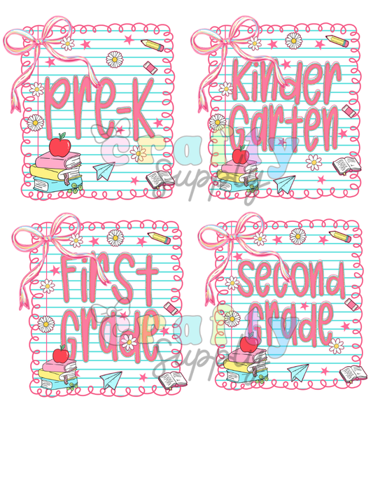 DTF Transfer #331 Notebook Coquette School Grades
