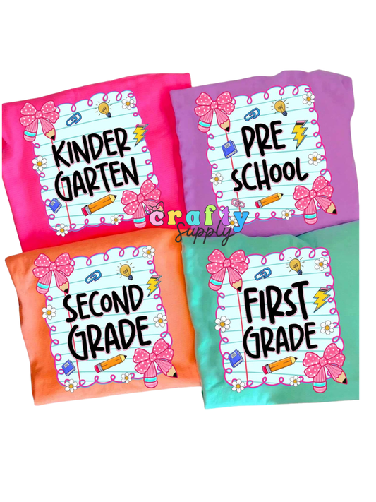 DTF Transfer #395 Polka Dots Bow School Grades