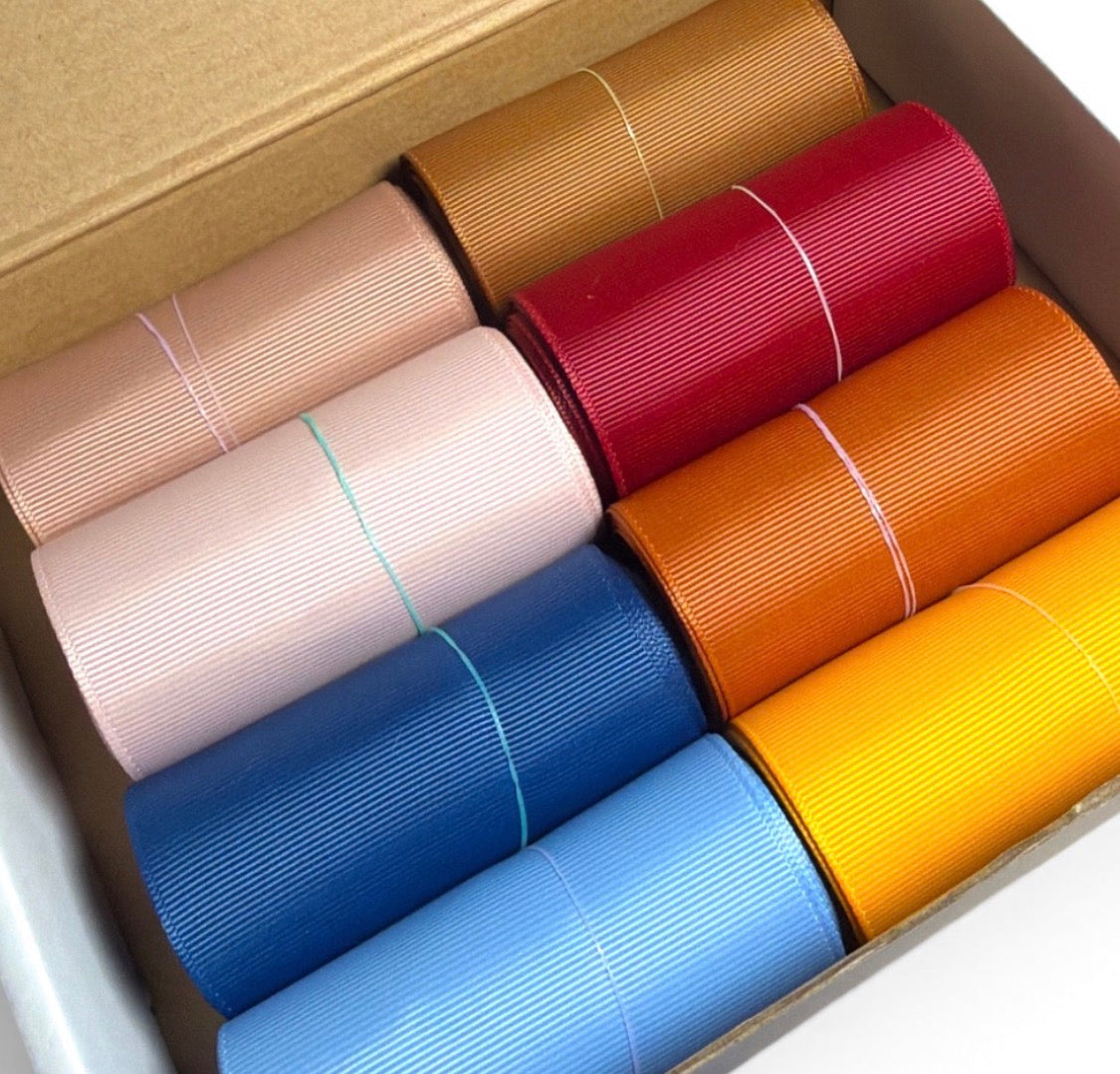 24 yards Fall Inspiration Solid Grosgrain Box 7.5cm/3inch wide 3 yards each color