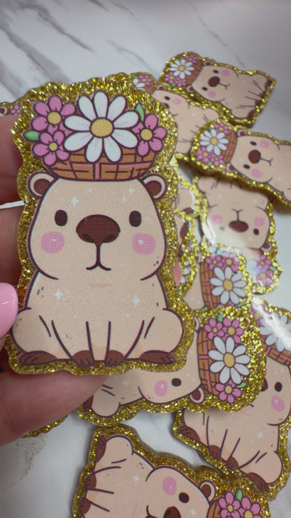 3 Glitter Daisy Capibara 5cm