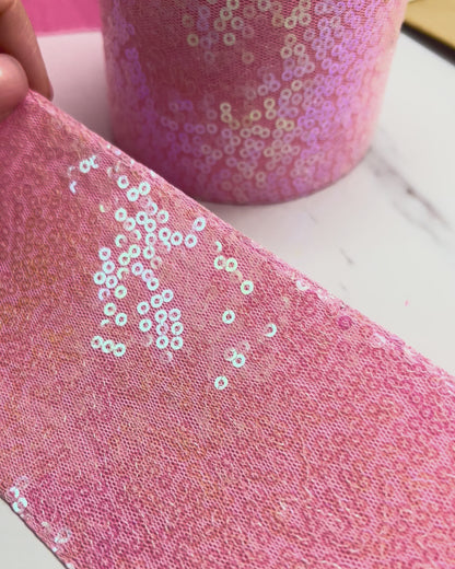Baby Pink Sequin Ribbon  7.5 cm 1 Yard