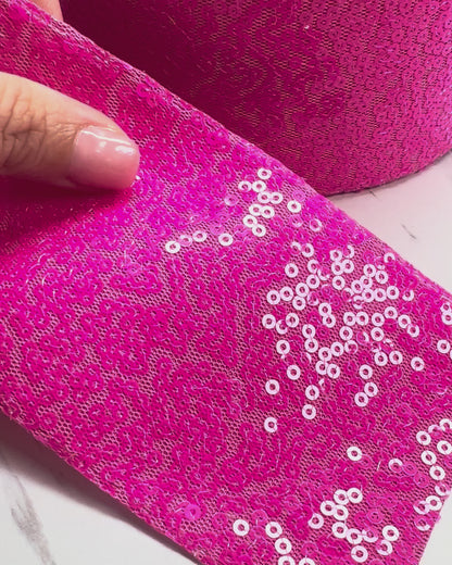 Barbie Pink Sequin Ribbon  7.5 cm 1 Yard