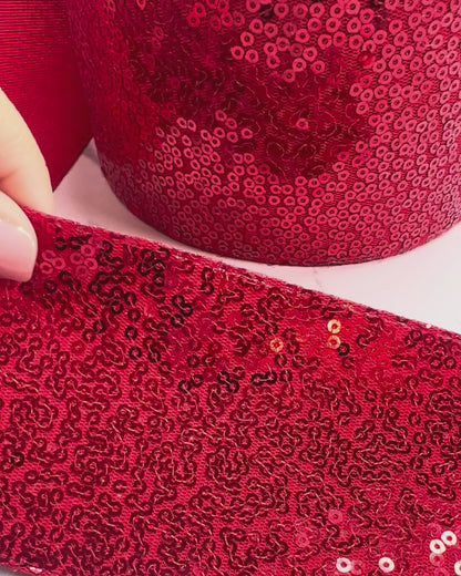 Red Sequin Ribbon  7.5 cm 1 Yard
