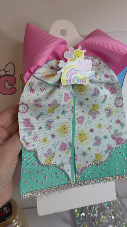 Cheer Bow Cute Ears  Rainbow Bee