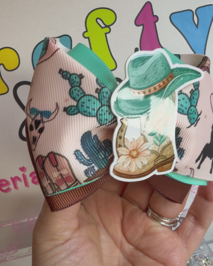 Set of 2 Bows Aqua Boots and Hat