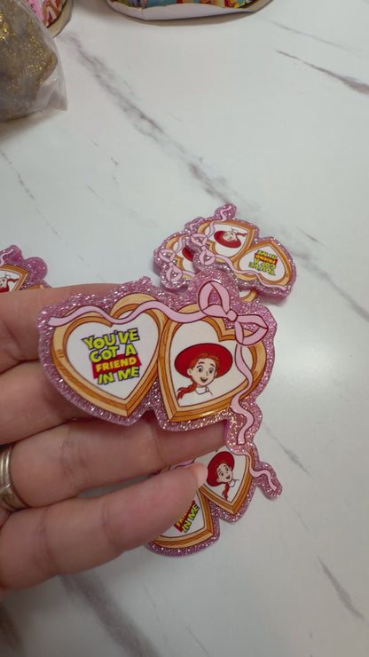 3 Glitter Resins Set Cowgirl Coquette Hearts 5cm