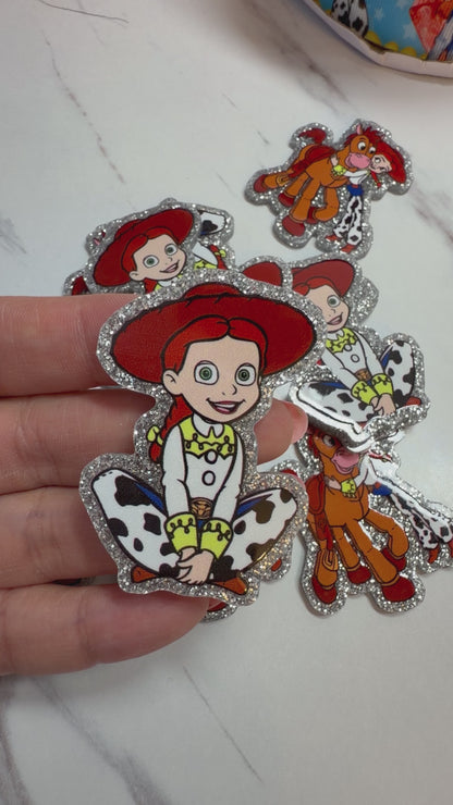 3 Glitter Resins Set Happy Cowgirl 5cm