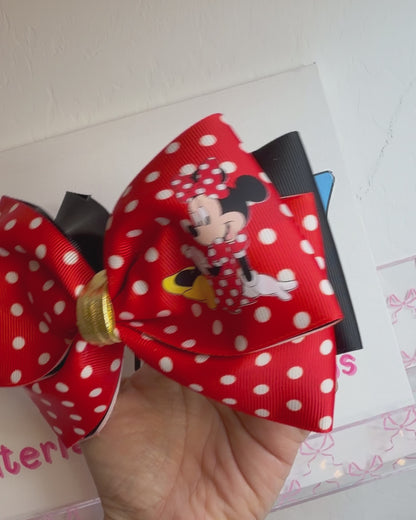 Jumbo Minnie  Hair Bow Polka Dots Red White