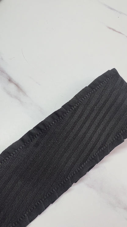 Cinta con bordes ondulados negros de 3,8 cm/1,5 pulgadas, 1 yarda, Orillas Olan