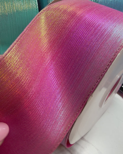 1 yard Pink Mix Coral Rain Metallic Ribbon