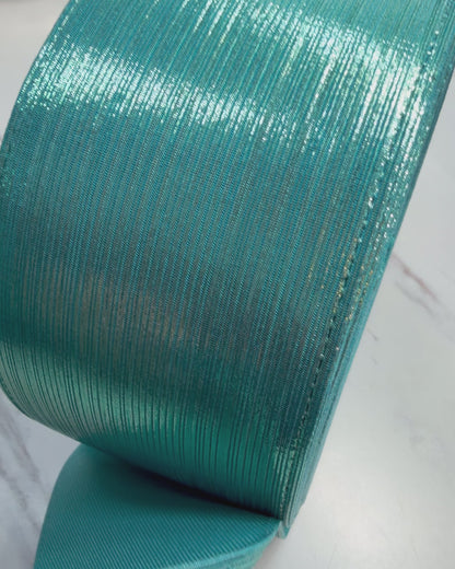 1 yard Ocean Turquoise Rain Metallic Ribbon 7.5cm/3inch