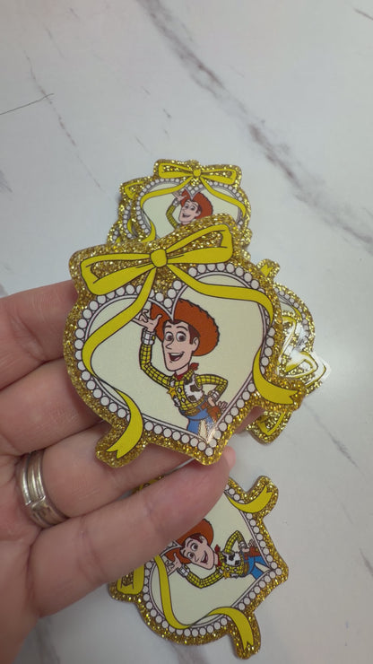 3 Glitter Resins Set  Toy Sheriff Heart 5cm
