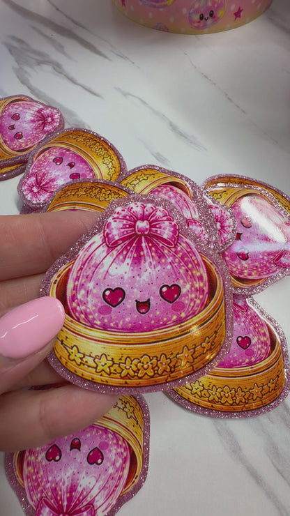 3 Glitter Pink Dumpling 5cm