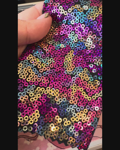 7.5cm Yellow Sequin Purple Mix  Ribbon  1 Yard