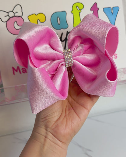 $7- Boutique Hair Bow Pink Velvet