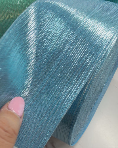 1 yard Sea Blue Rain Metallic Ribbon 7.5cm/3inch