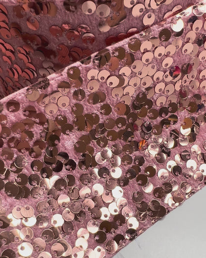 Rose Gold Sequin on velvet ribbon 1 yard Lentejuela despeinada 1 yardad