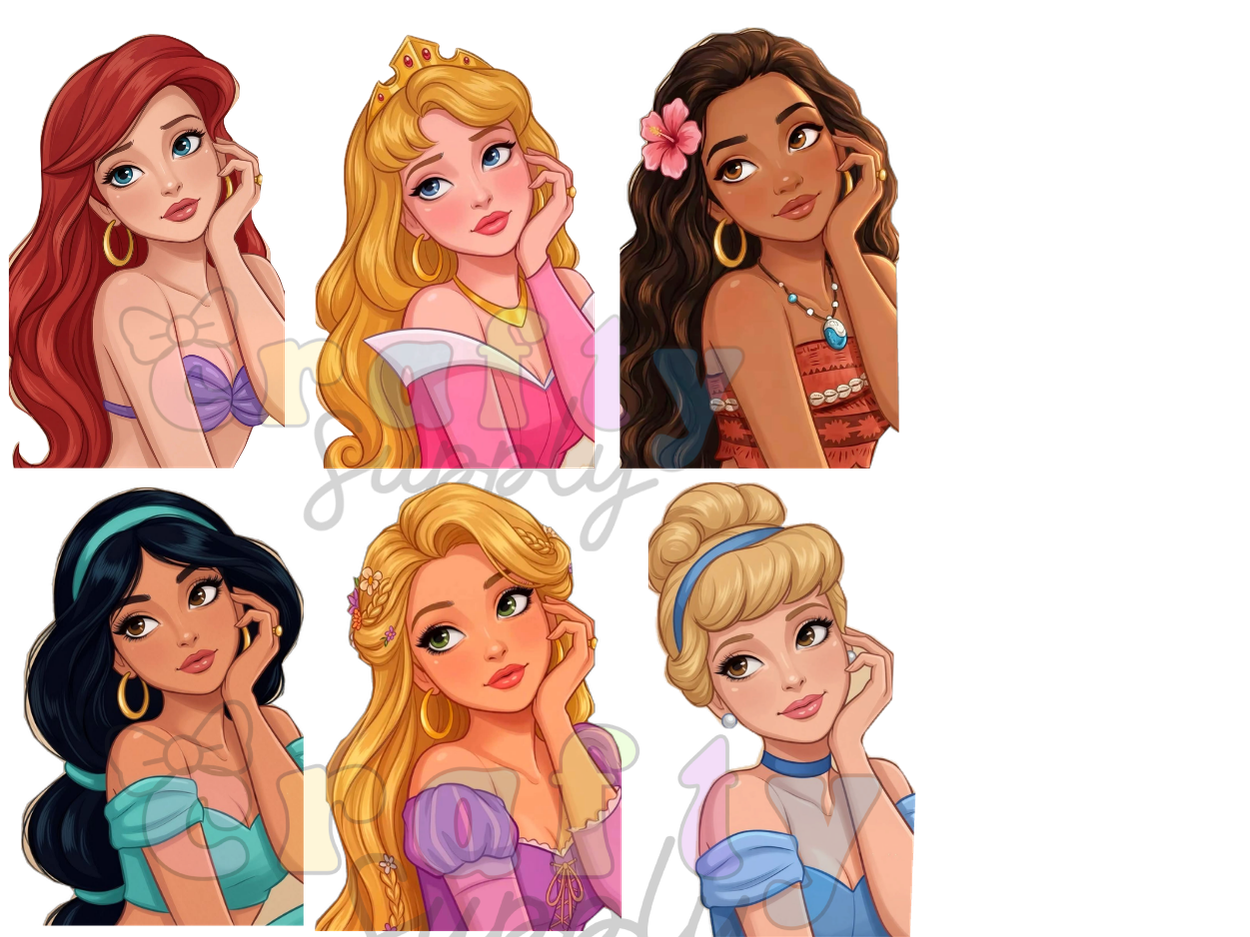 DTF Transfer #321 6 Flirty Princesses