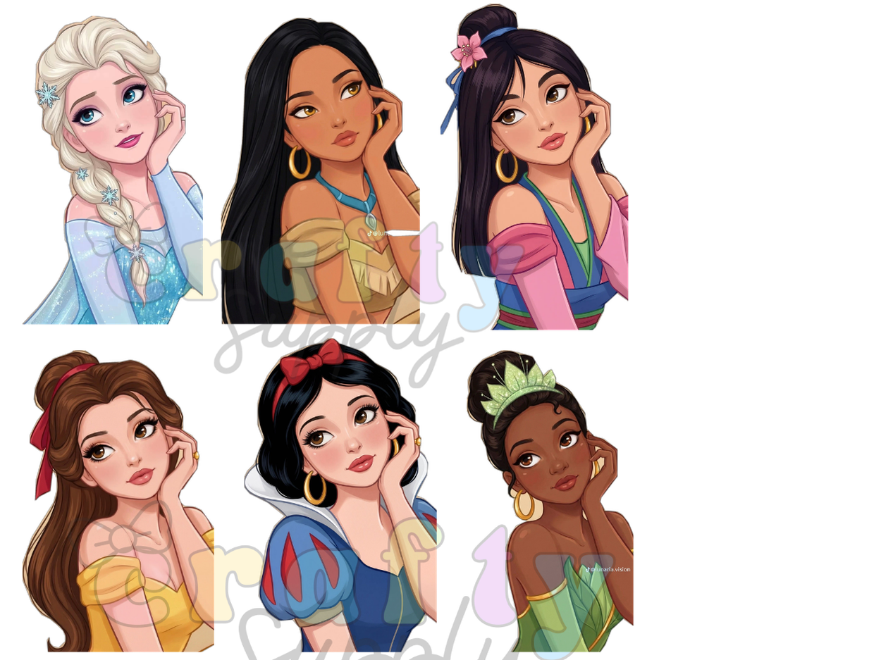 DTF Transfer #320 6 Flirty Princesses