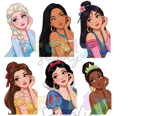 DTF Transfer #320 6 Flirty Princesses