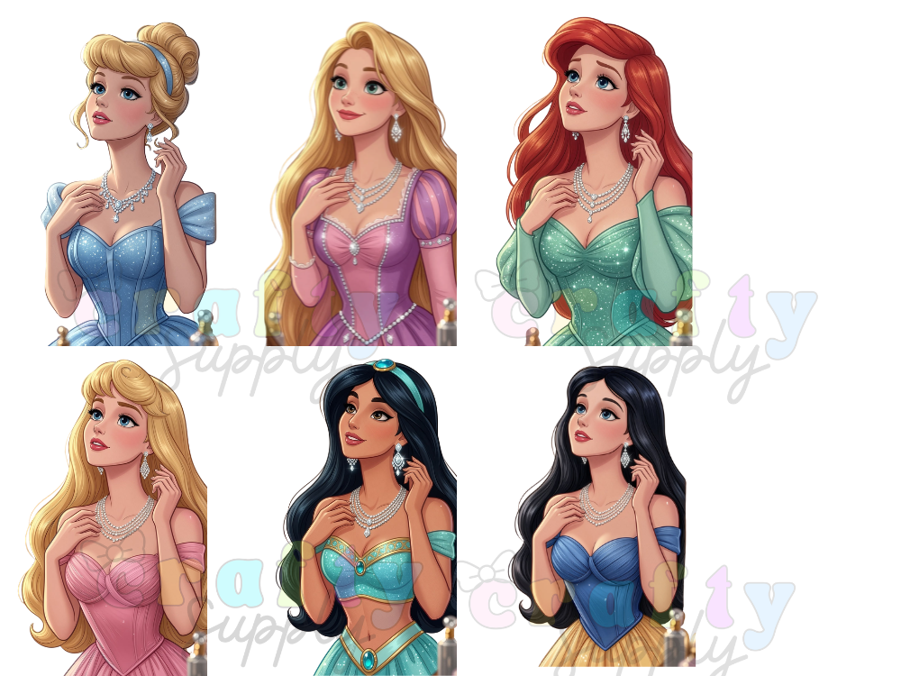 DTF Transfer #322 6 Princesses Diamonds Necklace