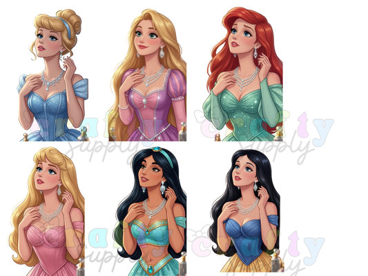 DTF Transfer #322 6 Princesses Diamonds Necklace